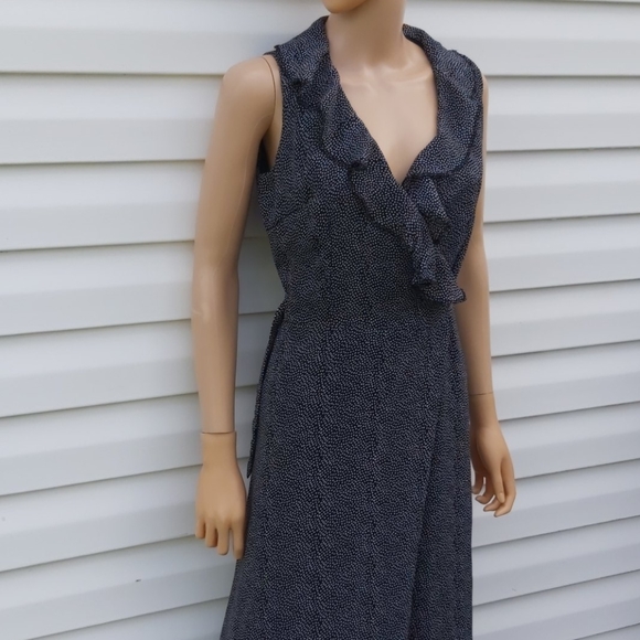 Vintage Marla Kim Black & White Print Sleeveless Wrap Maxi Dress- SM - Picture 8 of 8